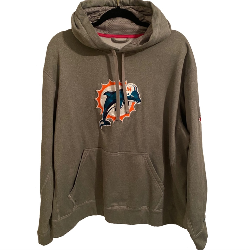 Nike NFL XL Miami Dolphins Grey Hoodie Sweatshirt